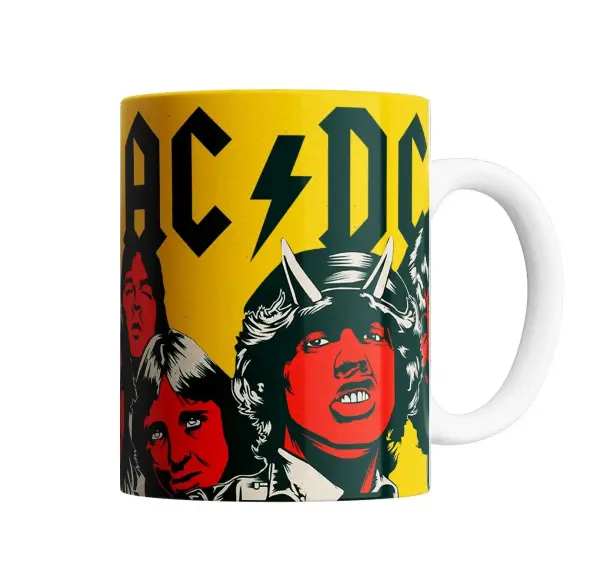 Taza de Cerámica AC/DC Angus Young Ilustración Amarilla