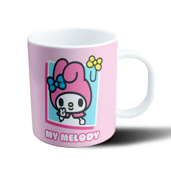 Taza de Plástico My Melody Cuadro Azul y Rosa