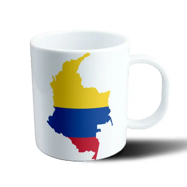 Taza de Plástico Colombia Mapa con Bandera