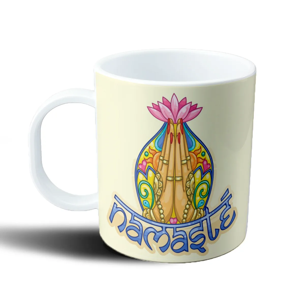 Taza de Plástico Namaste Manos en Oración y Flor de Loto - vista 2