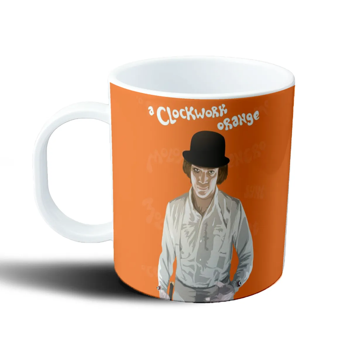 Taza de Plástico Naranja Mecanica Alex DeLarge con Bombín - vista 2