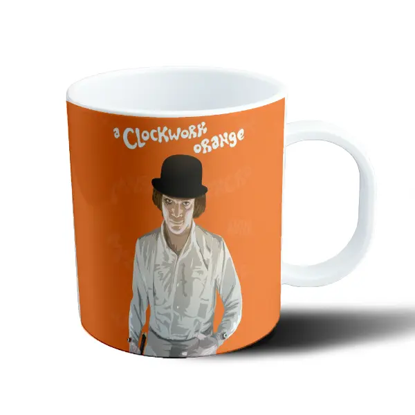 Taza de Plástico Naranja Mecanica Alex DeLarge con Bombín