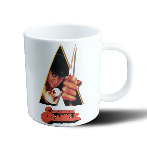 Taza de Plástico Naranja Mecánica Alex DeLarge con Cuchillo