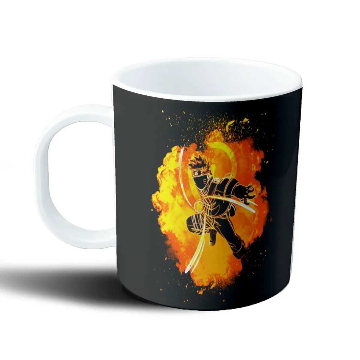 Taza de Plástico Naruto Uzumaki Modo Kurama Silueta en Llamas - vista 2