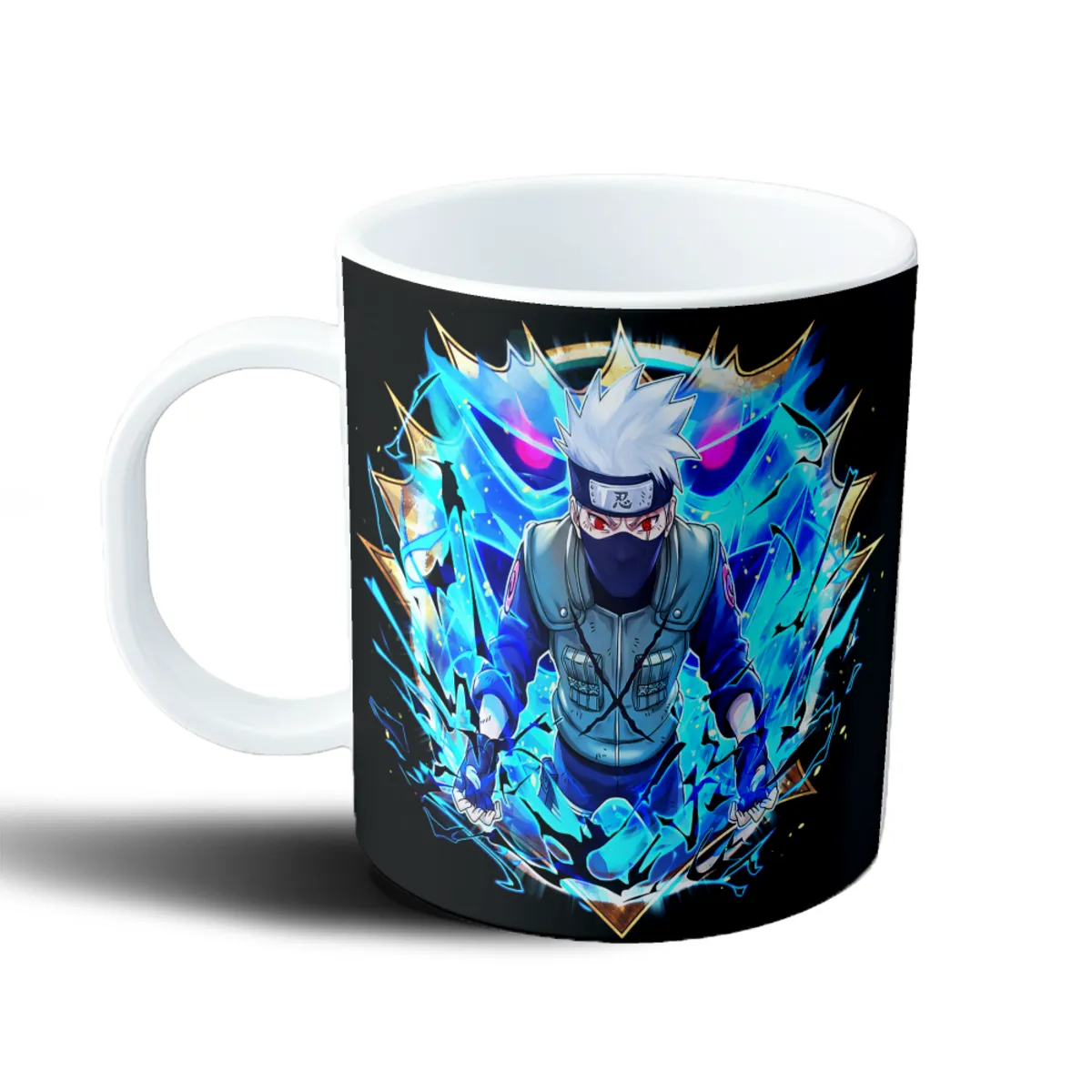 Taza de Plástico Naruto Kakashi Sharingan Chakra Azul - vista 2