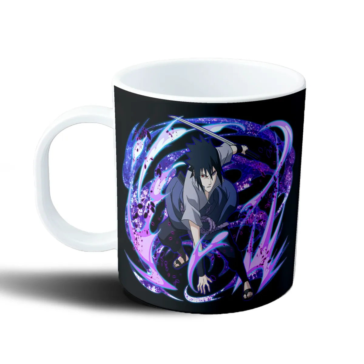 Taza de Plástico Naruto Sasuke Uchiha con Espada y Chidori Morado - vista 2