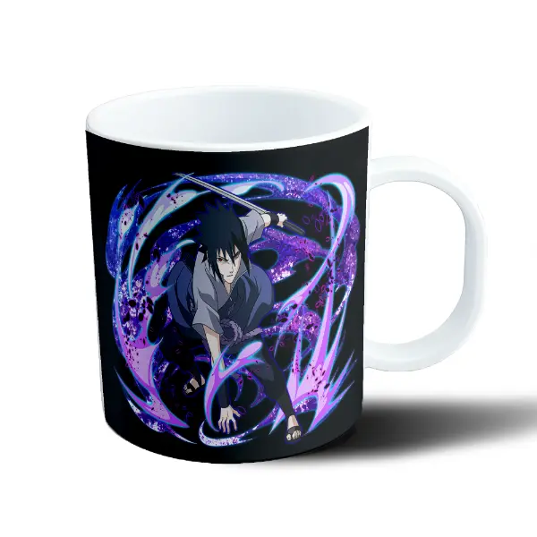 Taza de Plástico Naruto Sasuke Uchiha con Espada y Chidori Morado