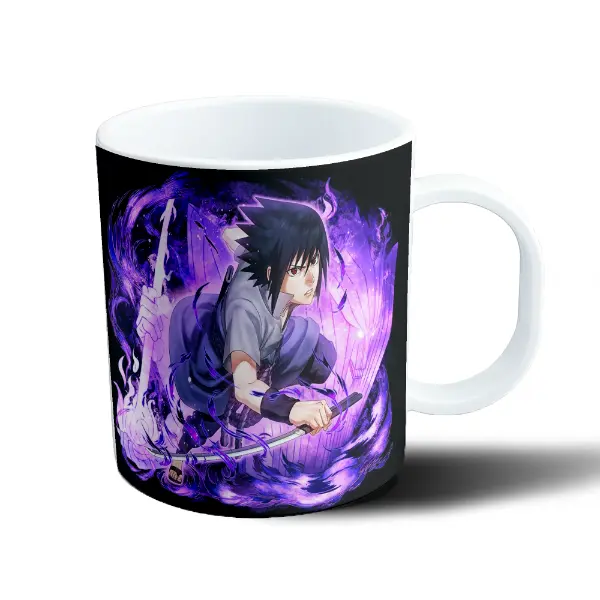 Taza de Plástico Naruto Sasuke Uchiha Modo Maldición Púrpura