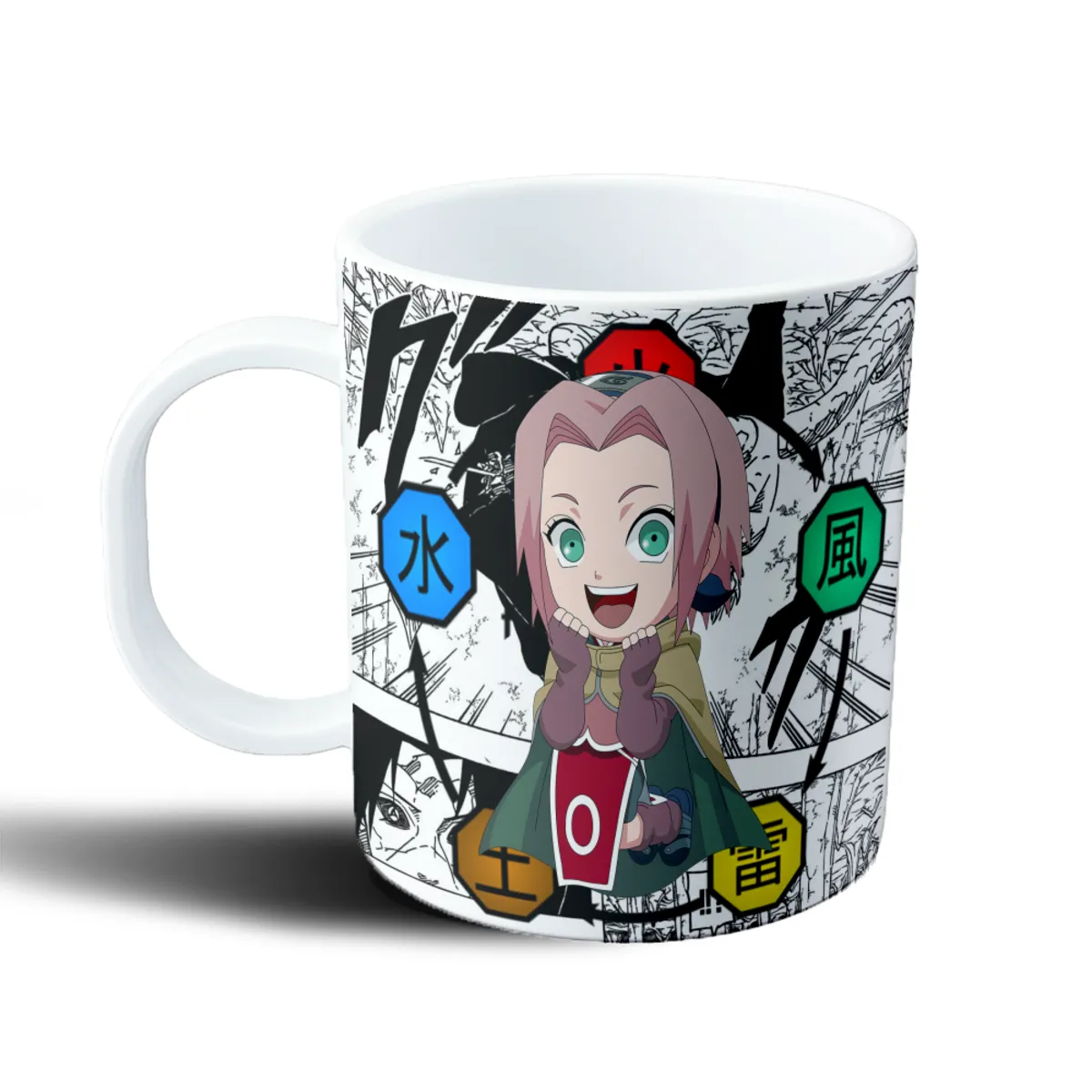 Taza de Plástico Naruto Sakura Chibi Elementos - vista 2