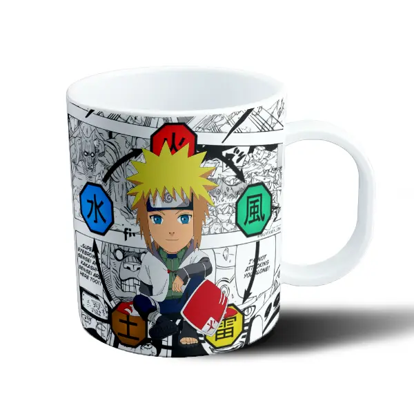 Taza de Plástico Naruto Minato Namikaze Chibi y Elementos