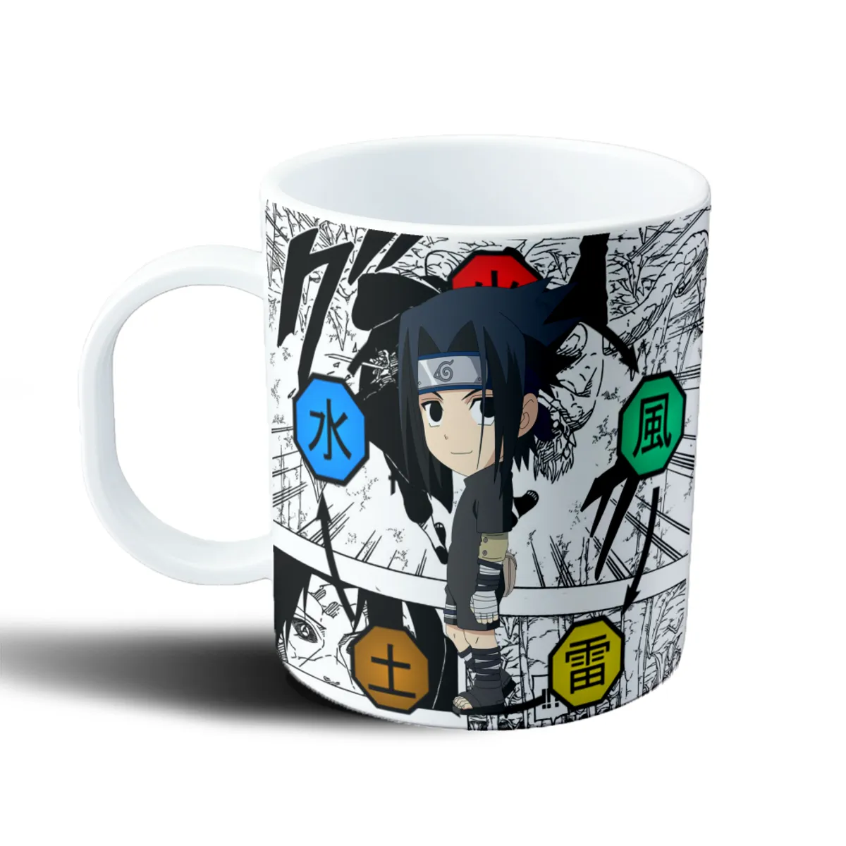 Taza de Plástico Naruto Sasuke Chibi Cinco Elementos - vista 2