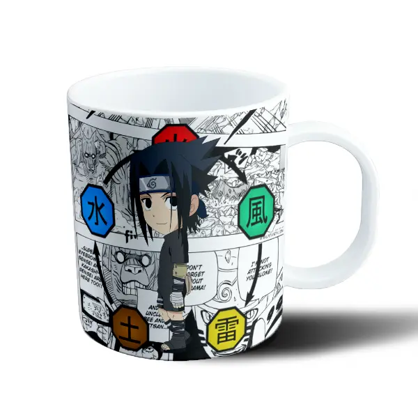 Taza de Plástico Naruto Sasuke Chibi Cinco Elementos