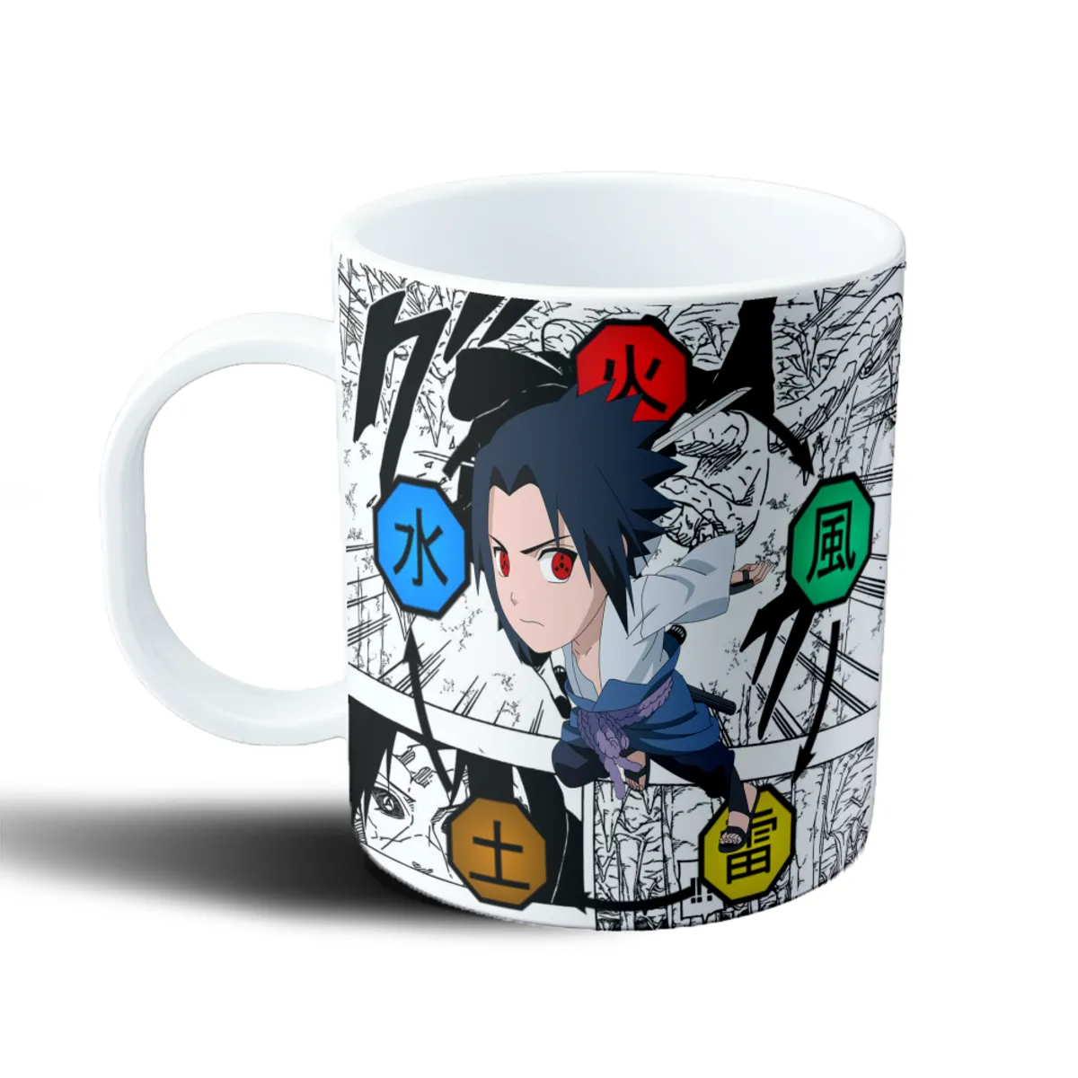 Taza de Plástico Naruto Sasuke Uchiha Sharingan Elementos Ninja - vista 2