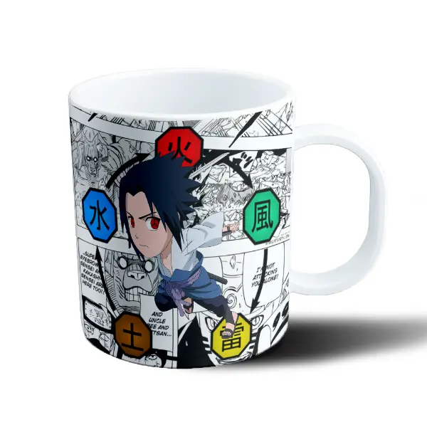 Taza de Plástico Naruto Sasuke Uchiha Sharingan Elementos Ninja