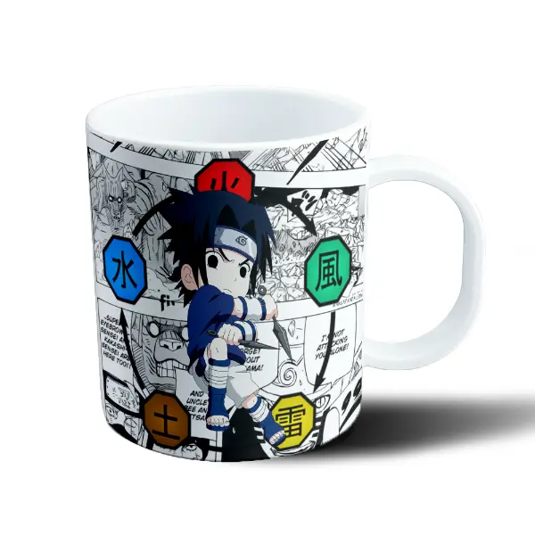 Taza de Plástico Naruto Sasuke Chibi Sellos Ninja
