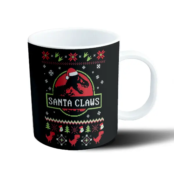 Taza de Plástico Santa Claws T-Rex Navideño