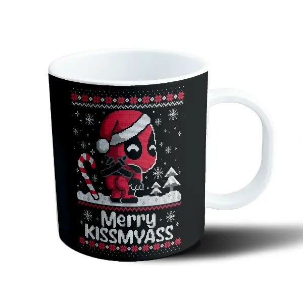 Taza de Plástico Deadpool Navidad Merry Kissmyass