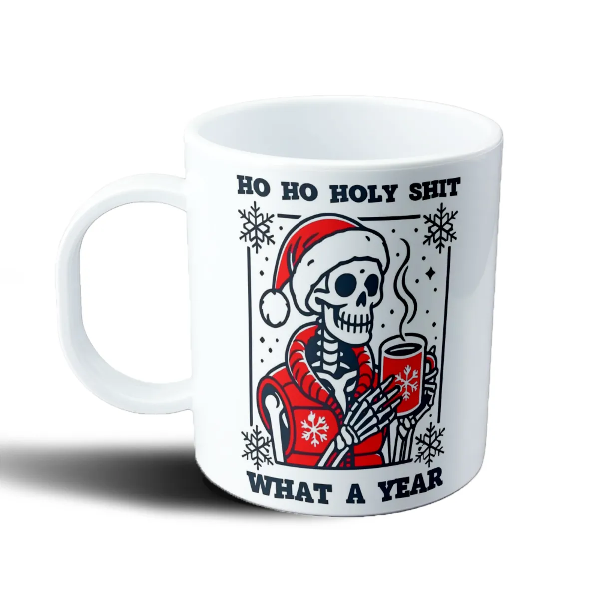 Taza de Plástico Esqueleto Navideño Ho Ho Holy Shit What a Year - vista 2