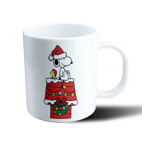 Taza de Plástico Snoopy y Woodstock Navidad