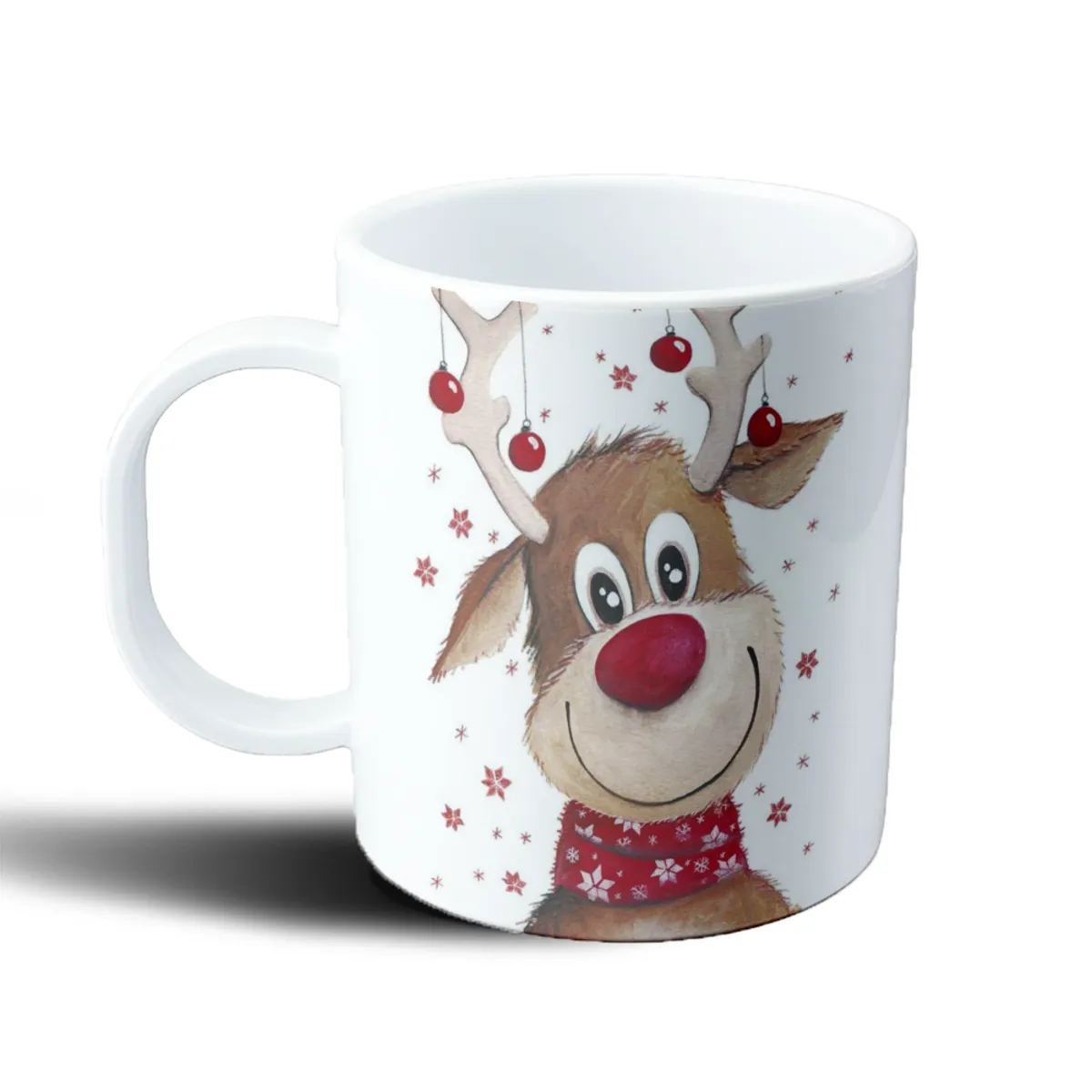 Taza de Plástico Reno Navideño con Bufanda Roja - vista 2
