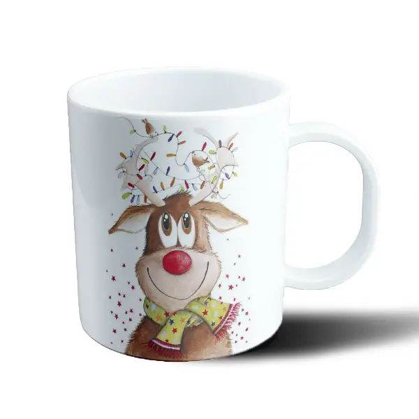 Taza de Plástico Reno Navideño con Luces
