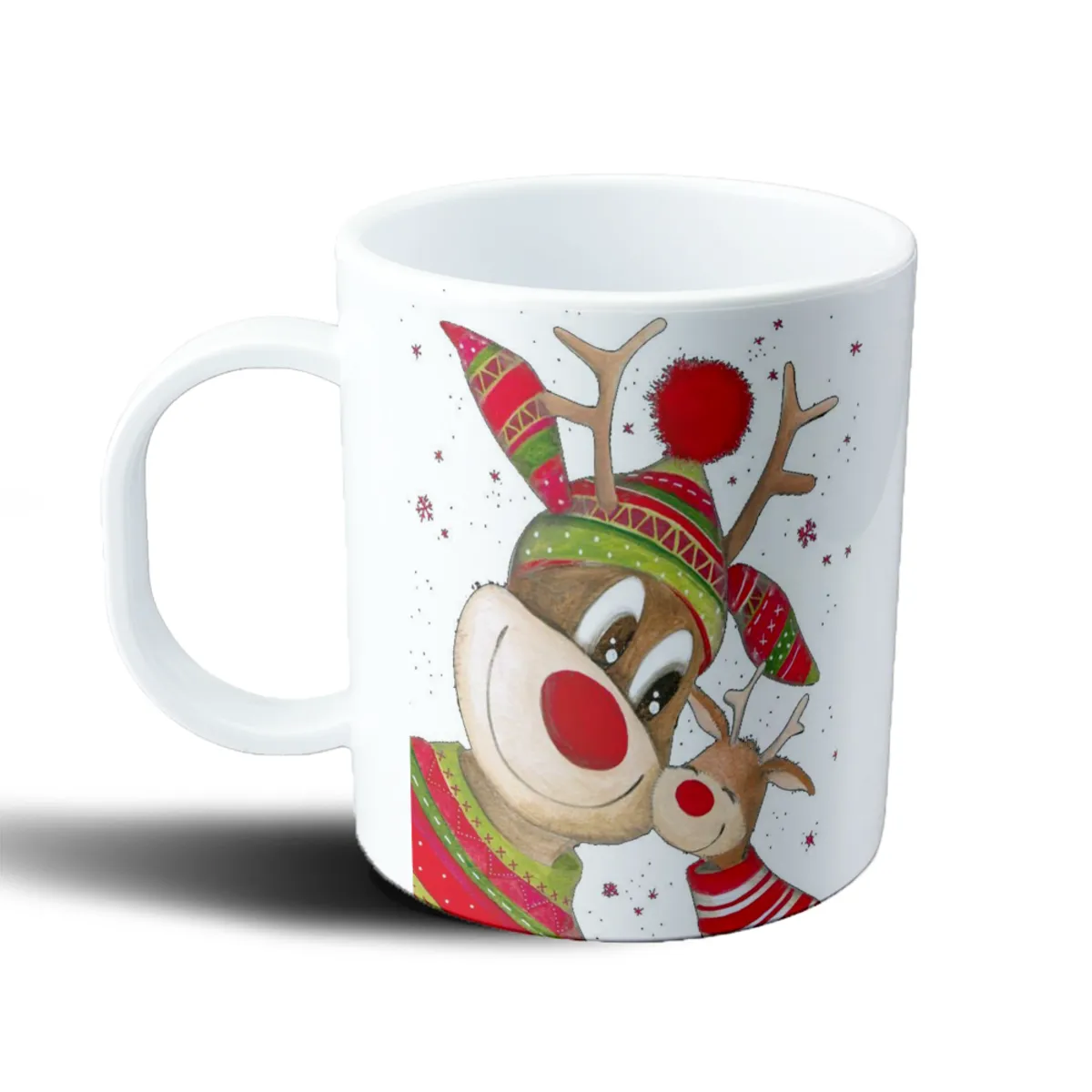 Taza de Plástico Navidad Renos con Gorro y Pompón - vista 2