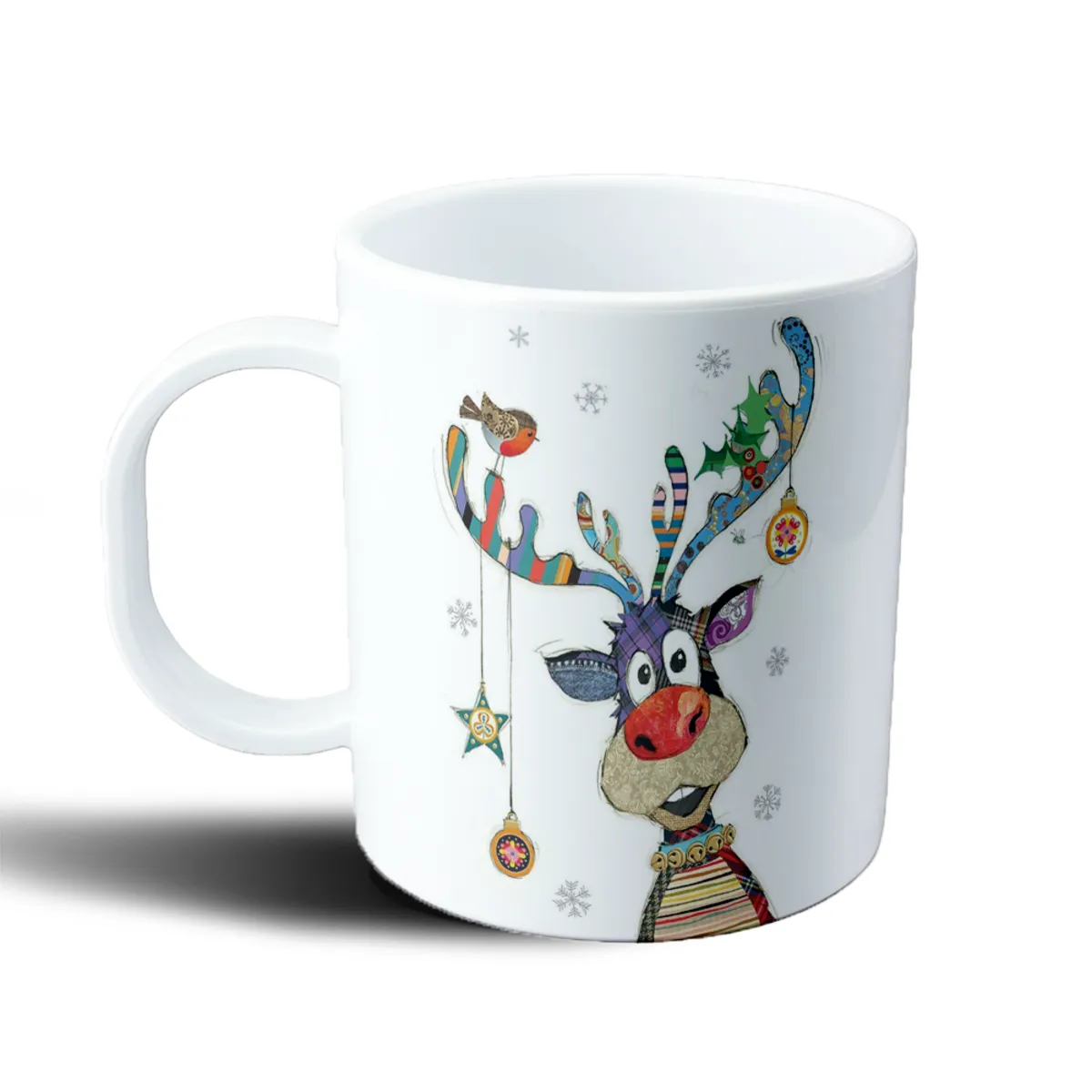 Taza de Plástico Navidad Reno Colorido con Pájaro y Adornos - vista 2