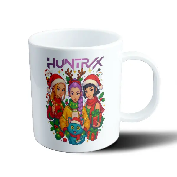 Taza de Plástico Huntrix Guerreras Kpop Navidad con Gato