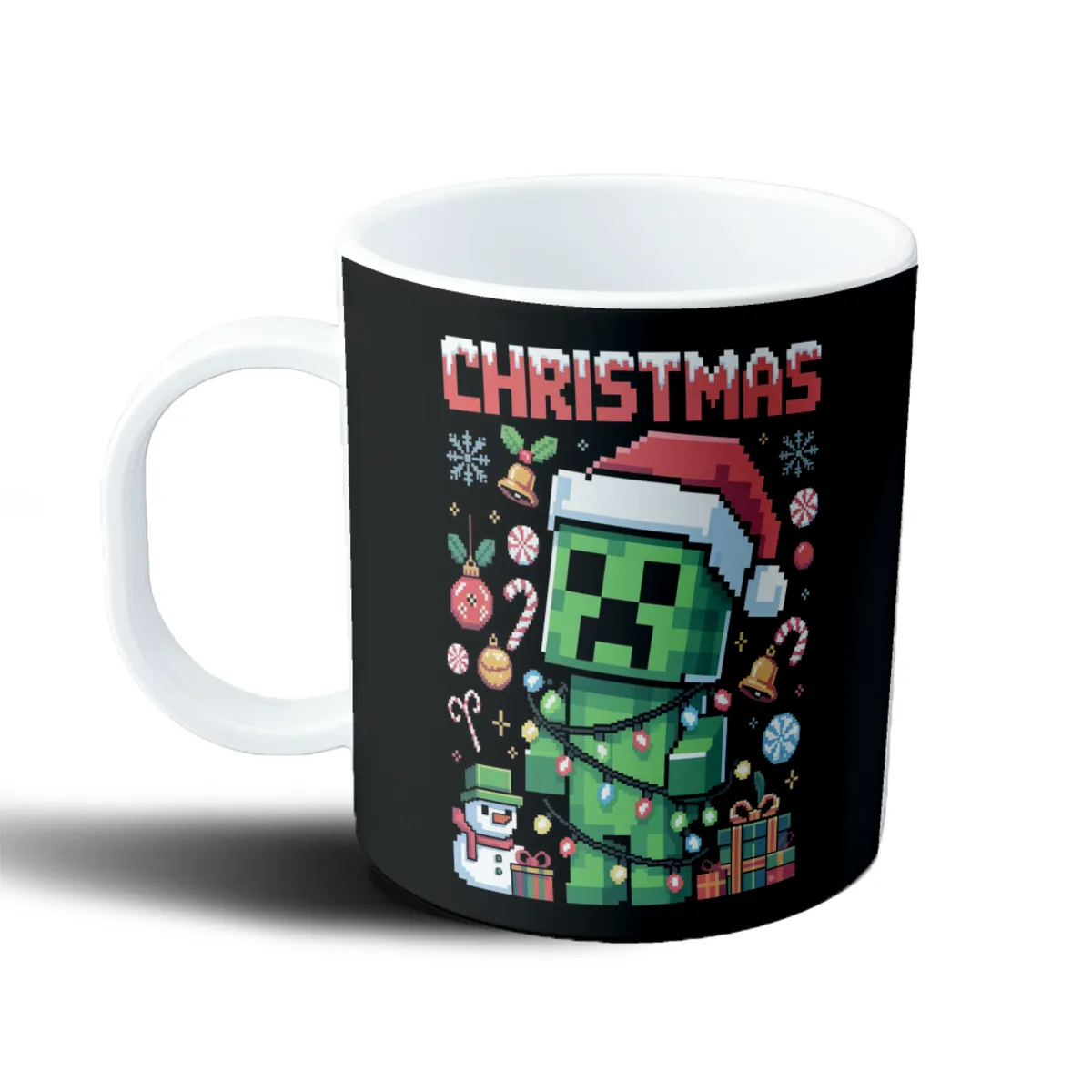 Taza de Plástico Minecraft Creeper Navidad con Luces - vista 2