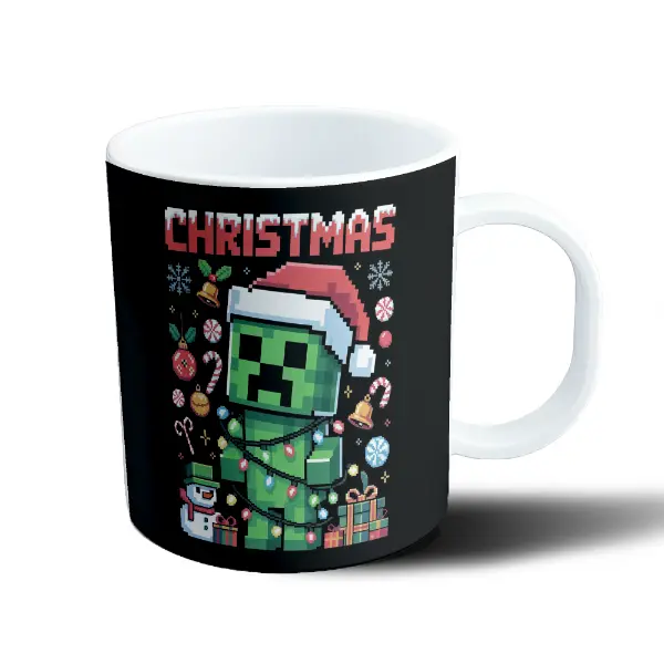 Taza de Plástico Minecraft Creeper Navidad con Luces