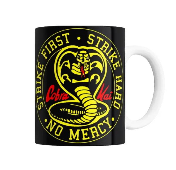 Taza de Cerámica Cobra Kai Strike First Strike Hard No Mercy