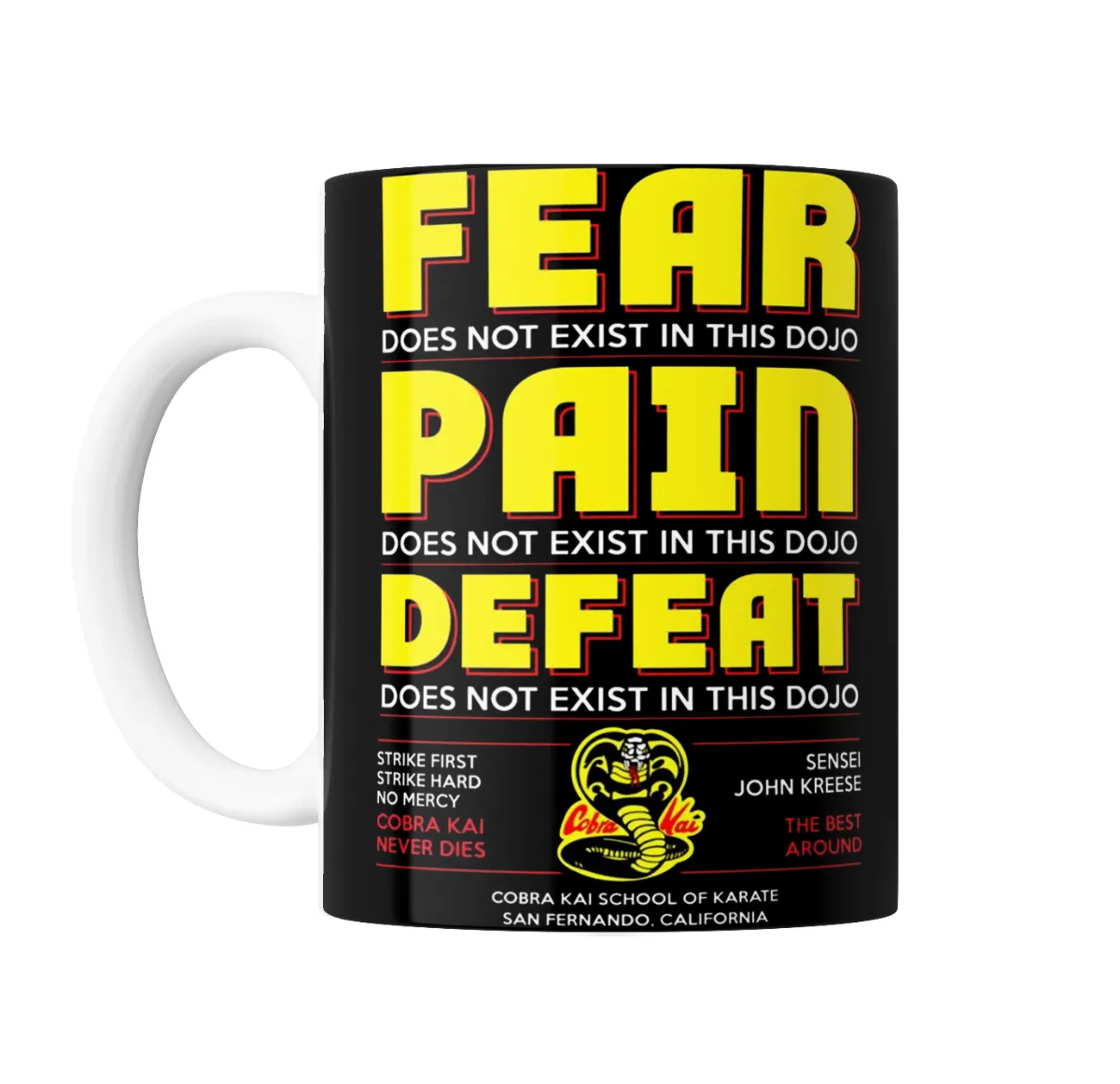 Taza de Cerámica Cobra Kai Fear Pain Defeat - vista 2