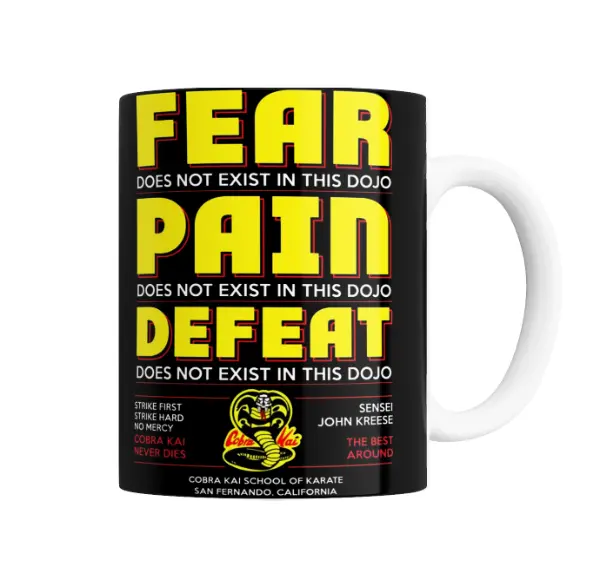 Taza de Cerámica Cobra Kai Fear Pain Defeat