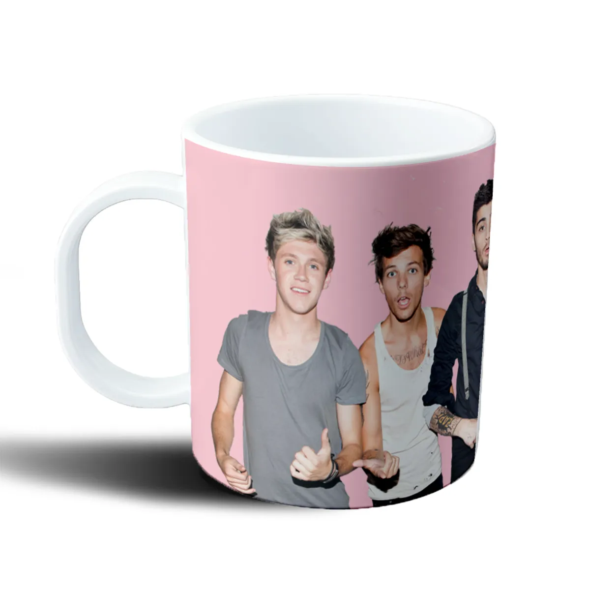 Taza de Plástico One Direction Cuatro Integrantes Fondo Rosa - vista 2