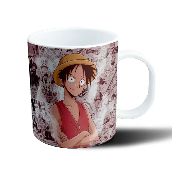 Taza de Plástico One Piece Monkey D. Luffy con los brazos cruzados