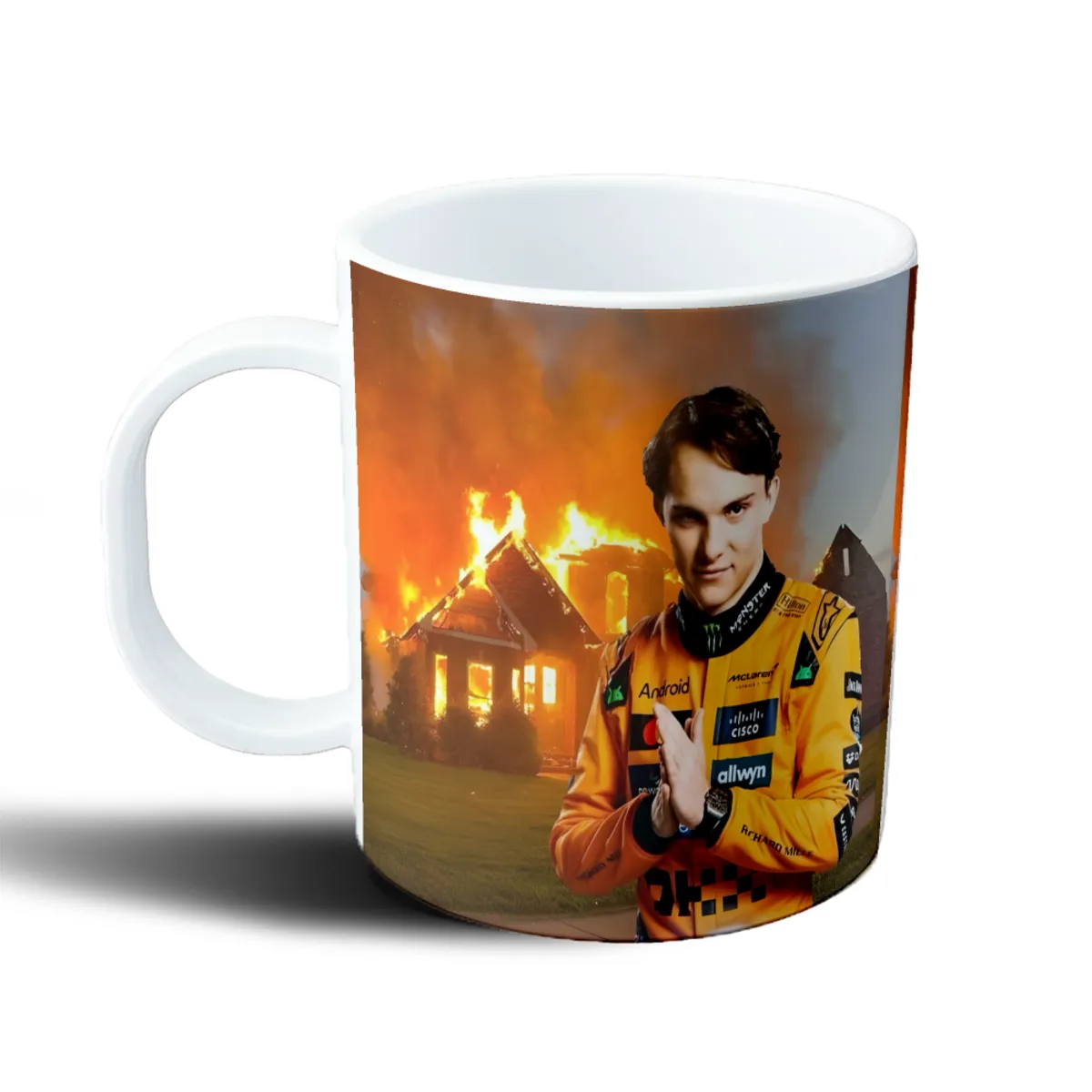 Taza de Plástico Oscar Piastri Casa en Llamas - vista 2