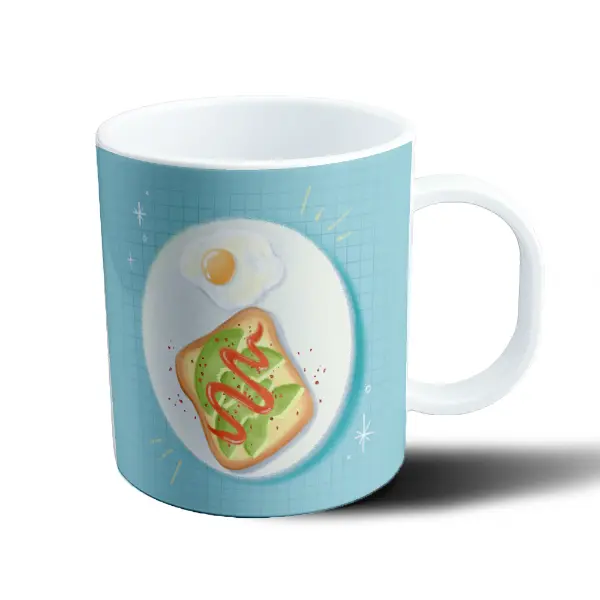 Taza de Plástico Tostada de Palta con Huevo Frito