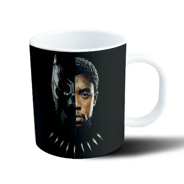 Taza de Plástico Pantera Negra Mitad Máscara Mitad Rostro