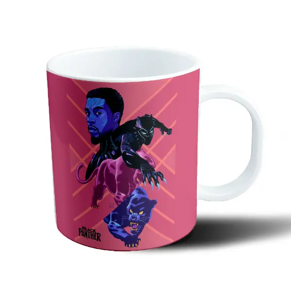 Taza de Plástico Pantera Negra T'Challa Diseño Neón