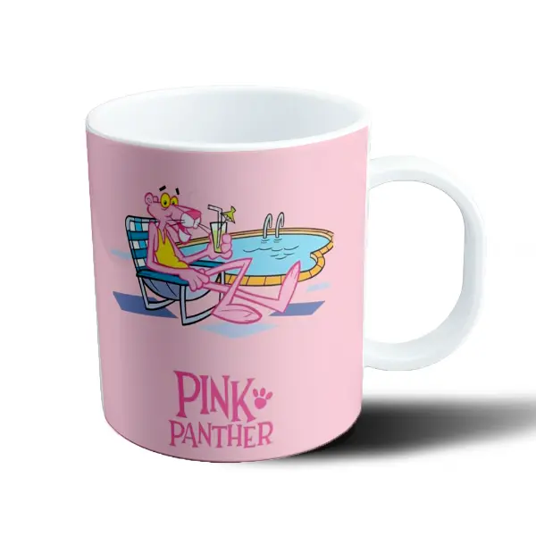 Taza de Plástico Pantera Rosa Relajada en la Pileta