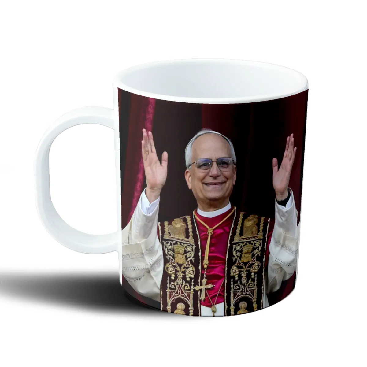 Taza de Plástico Papa León XIV Saludando con Vestiduras Papales - vista 2