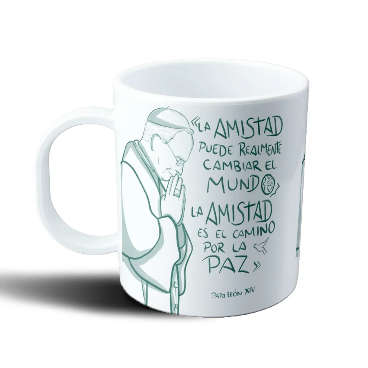 Taza de Plástico Papa León XIV La Amistad Cambia el Mundo - vista 2