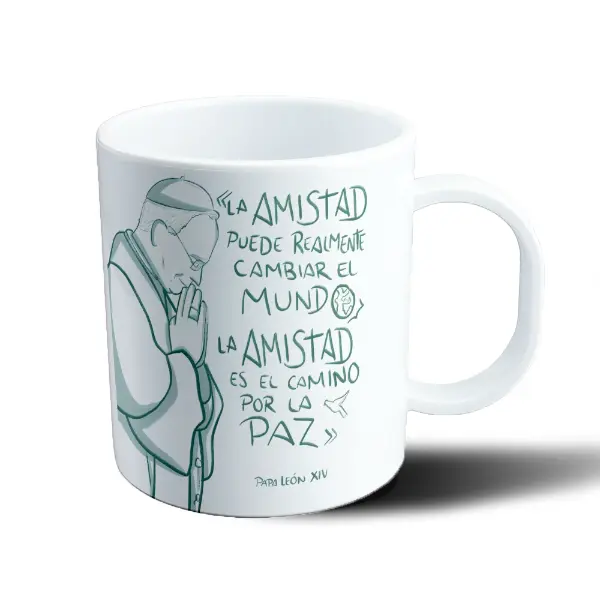 Taza de Plástico Papa León XIV La Amistad Cambia el Mundo