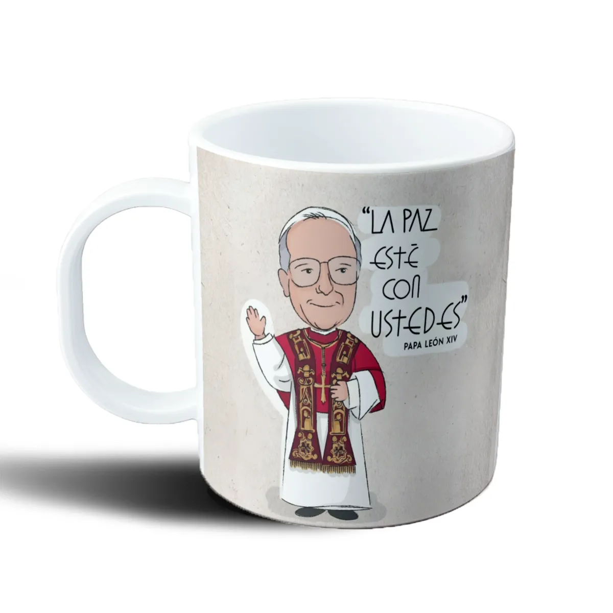 Taza de Plástico Papa León XIV La Paz Esté con Ustedes - vista 2