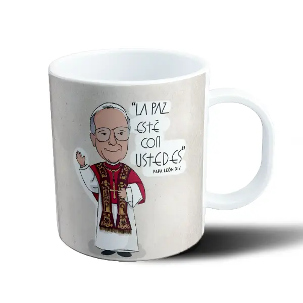 Taza de Plástico Papa León XIV La Paz Esté con Ustedes