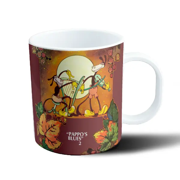 Taza de Plástico Pappo Blues 2 Conejos Músicos Luna
