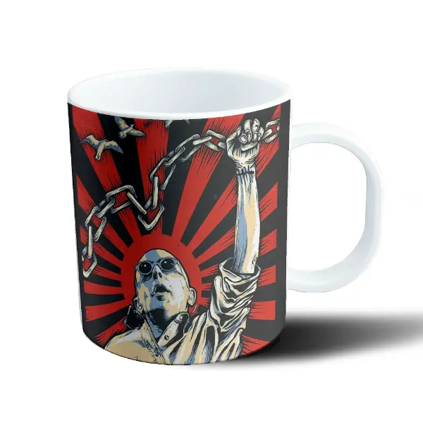 Taza de Plástico Patricio Rey Indio Solari Cadenas y Pájaros