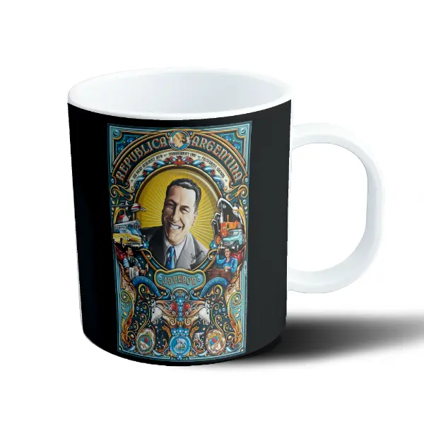 Taza de Plástico Perón República Argentina Afiche Vintage
