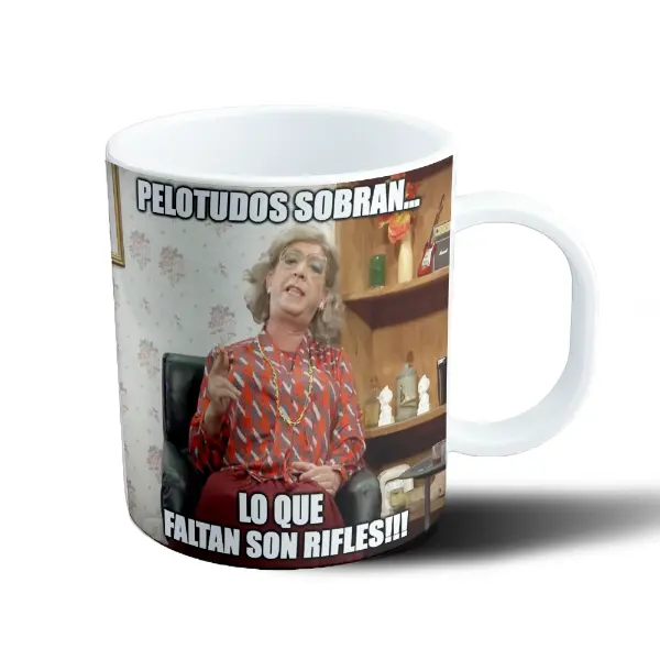 Taza de Plástico Peter Capusotto Pelotudos Sobran Lo Que Faltan Son Rifles