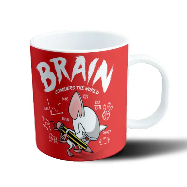 Taza de Plástico Pinky y Cerebro Brain Conquers the World